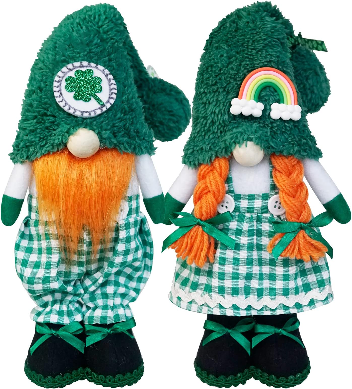 St Patricks Day Decor, Green St Patricks Day Gnome Plush Tomte Elf Doll with Clover,Rainbow,Faceless Elderly Irish Festival Lucky Clover Tiered Tray Decor,St Patrick's Day Decorations