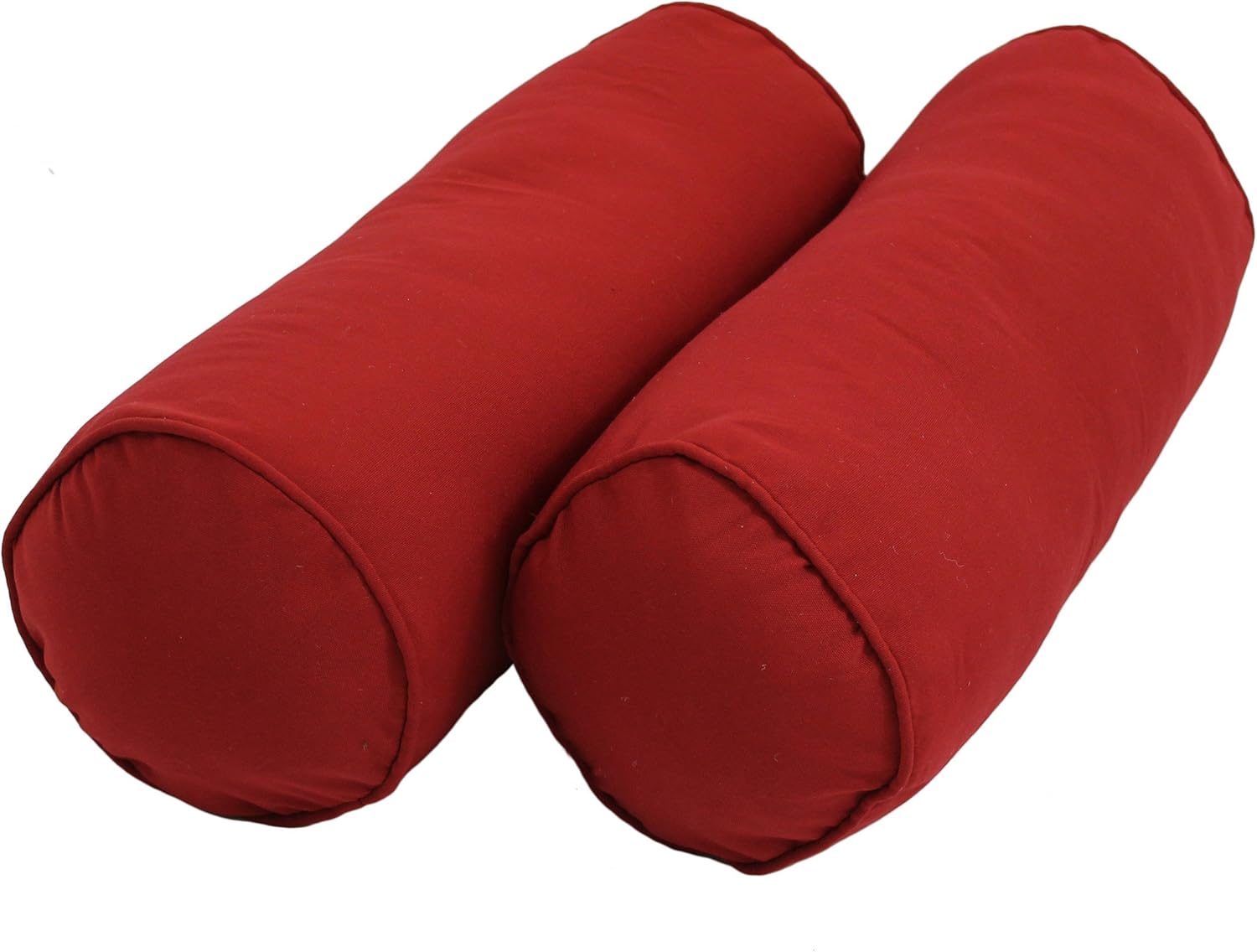 Blazing Needles Double-Corded Solid Twill Bolster Pillows with Inserts (Set of 2), 20″ x 8″, Ruby Red