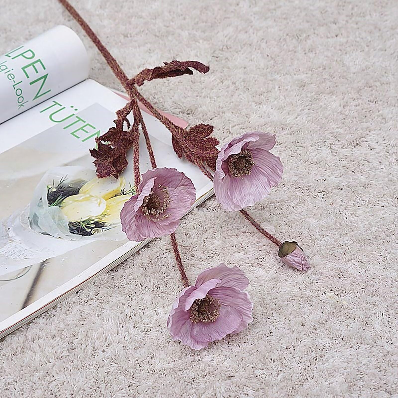 Amazon.com: Lovmeety 6 Pcs Artificial Poppy Flowers, Purple Poppy