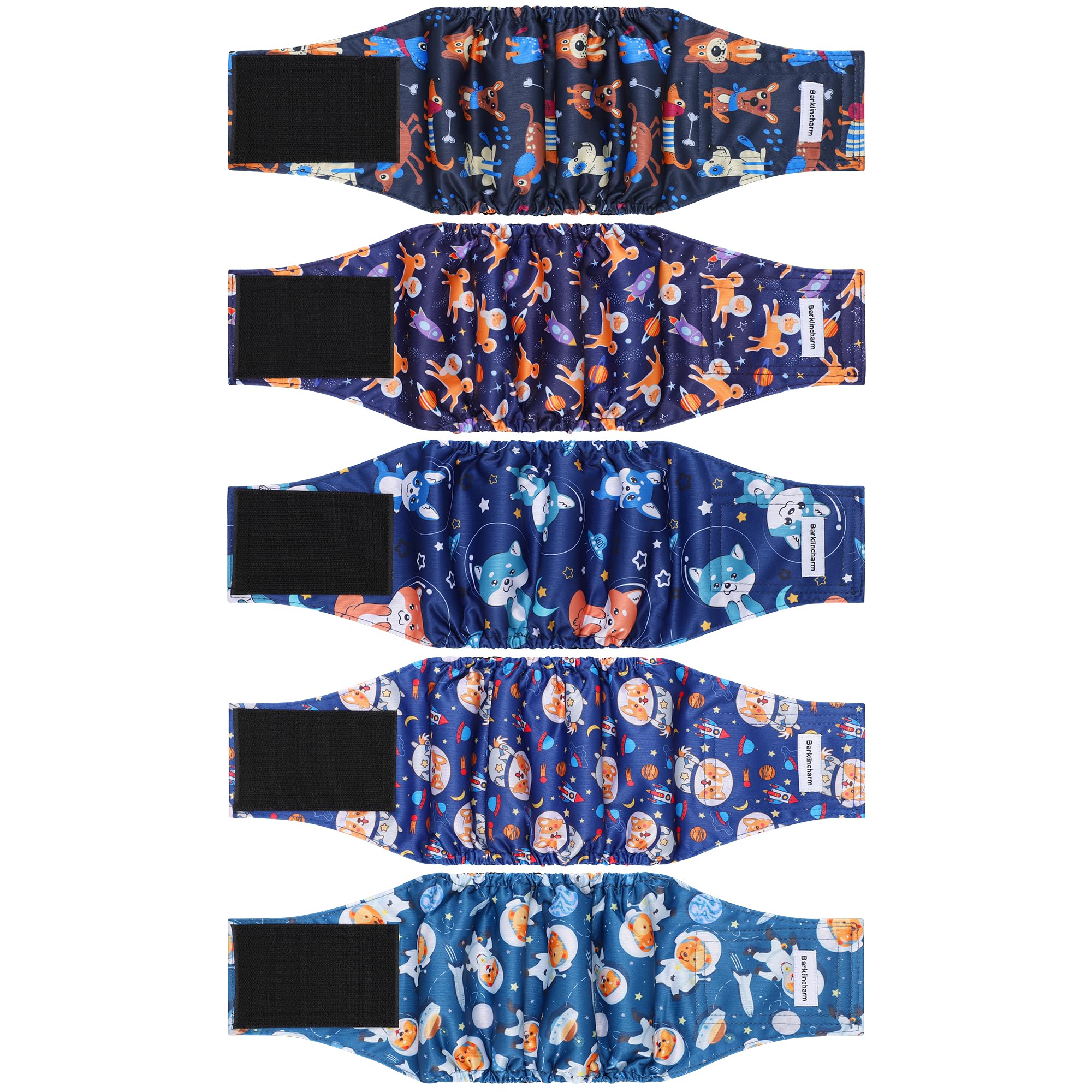 Paquete de 5 pañales para perros machos, envolturas para perros de alta absorción, bandas para el vientre para perros machos con incontinencia o micción frecuente, pañales lavables para