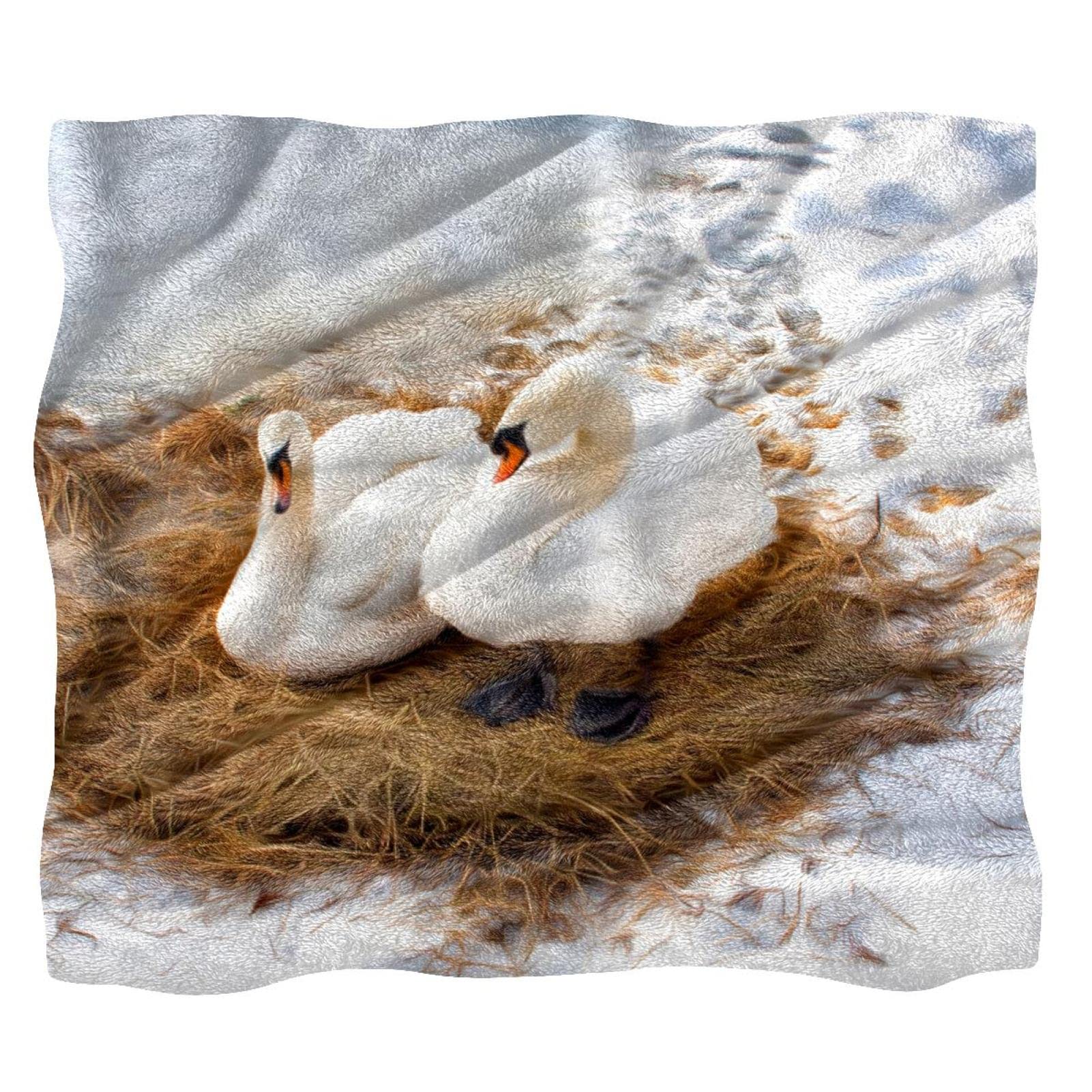 Couverture de lit douillette pour chambre d'enfant motif cygne