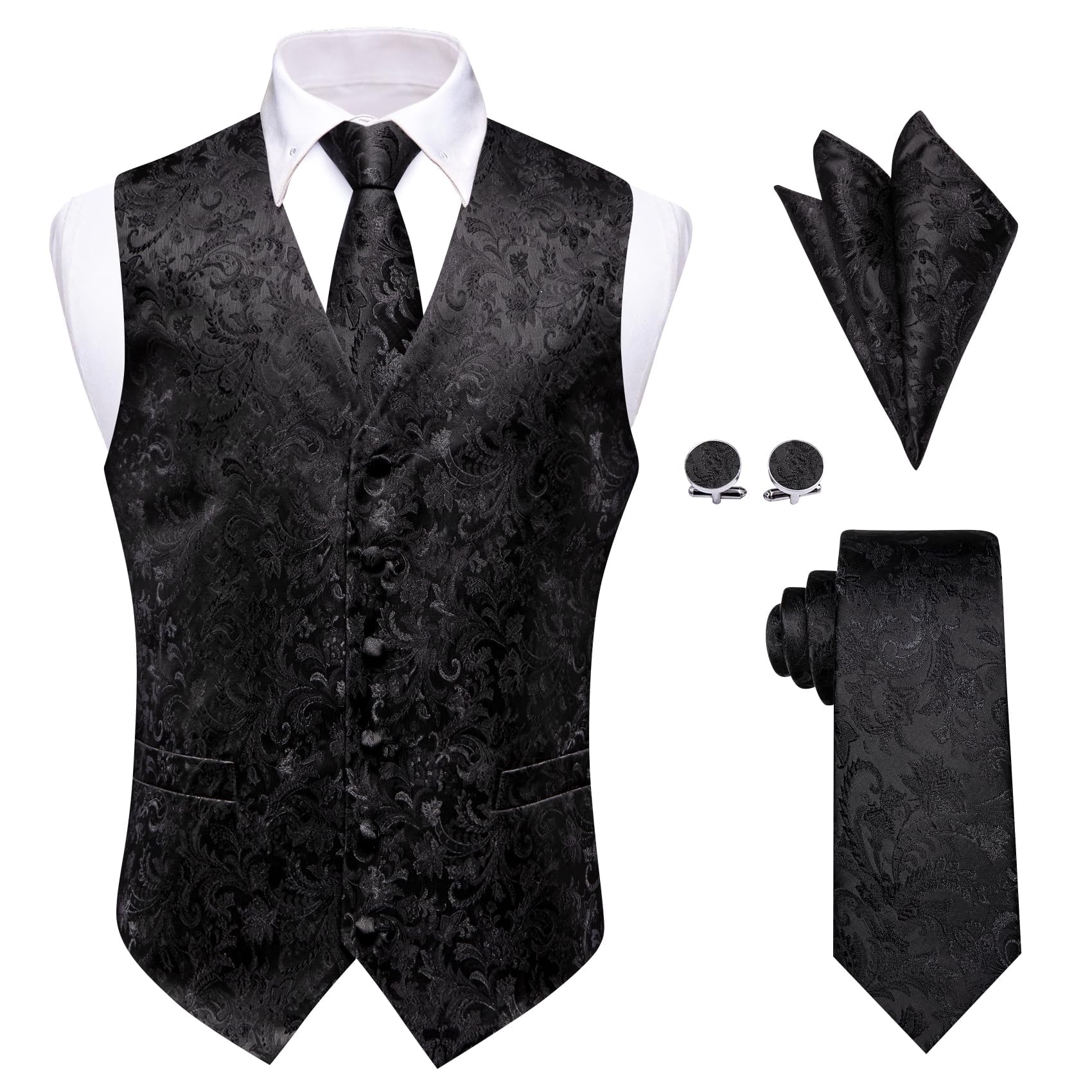 YourTies Mens Suit Vest 4PC Set