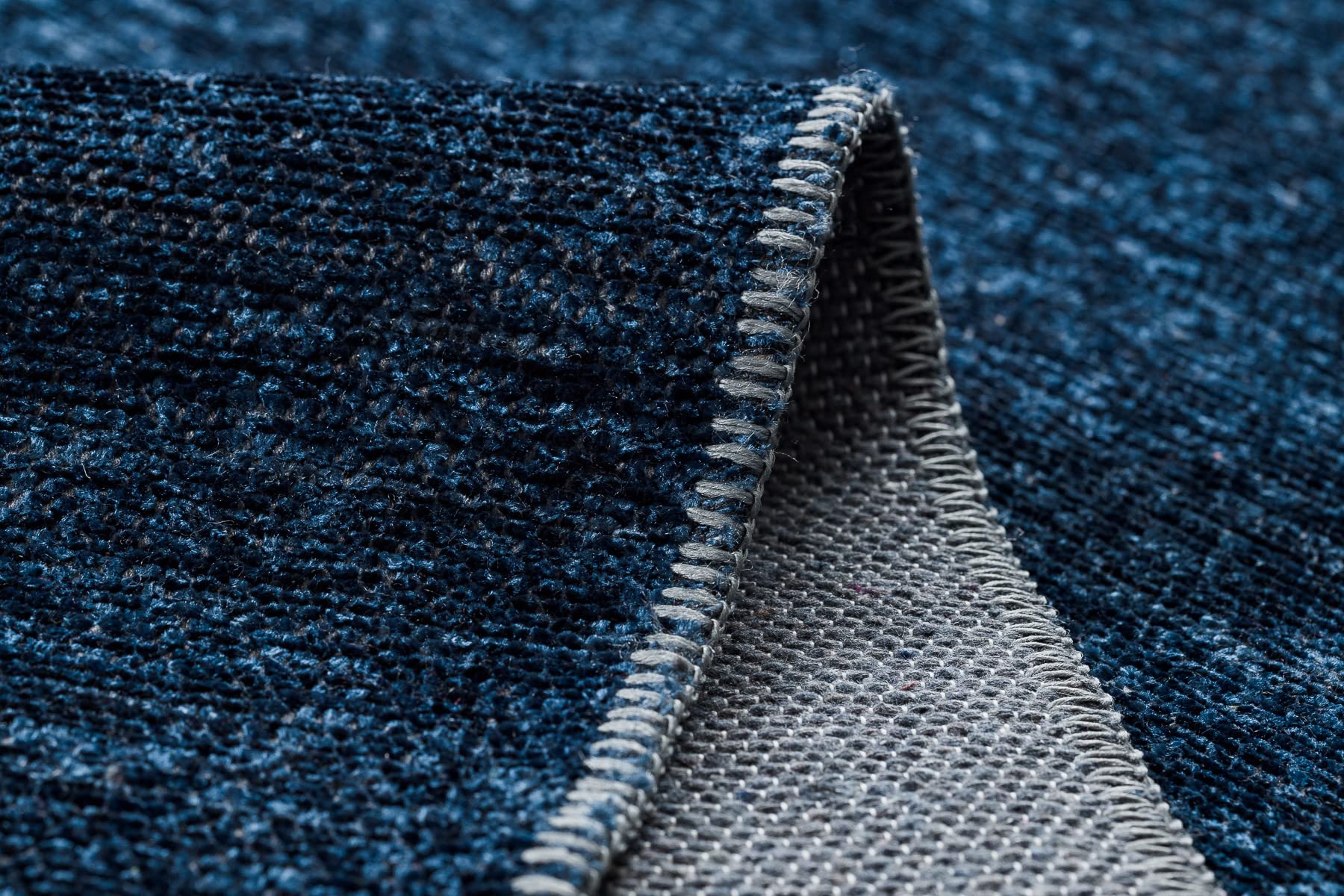 Dywan Florence 24021 jednokolorowy, Glamour, płasko tkany, frędzle - ciemnoniebieski 135 x 190 cm, niebieski