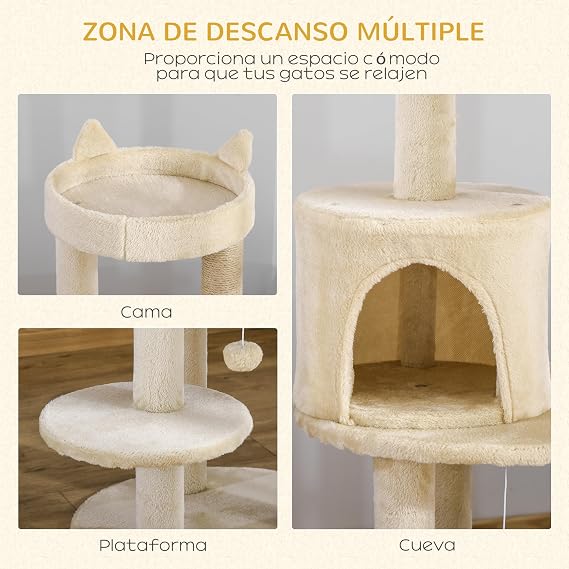 PawHut Tree Scratching Post for Cats 104 cm Platforms 48 x 48 x 104 cm