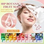 10 Pack Variety Facial Sheet Masks Skin Care Set, Hydrating Bulk Sheet Face Masks Skincare Gifts Set for Women Men, Long Lasting Moisturizing Face Masks Skin Care for All Skin Type(C)