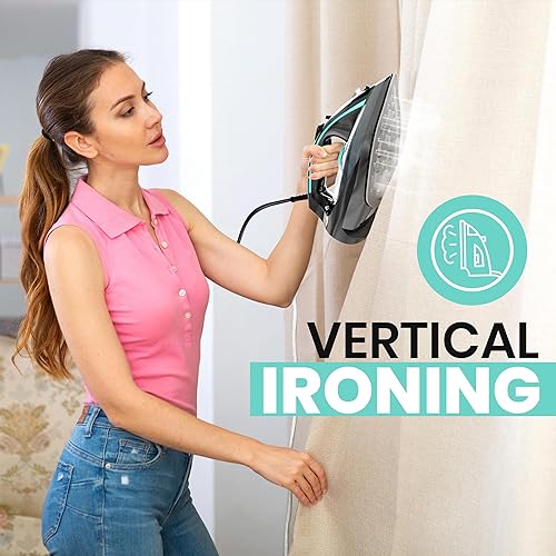 Miniatura 4 de Utopia Home Plancha de vapor para ropa, suela antiadherente, plancha de ropa de 1800 W con función de seguridad de apagado automático, control de