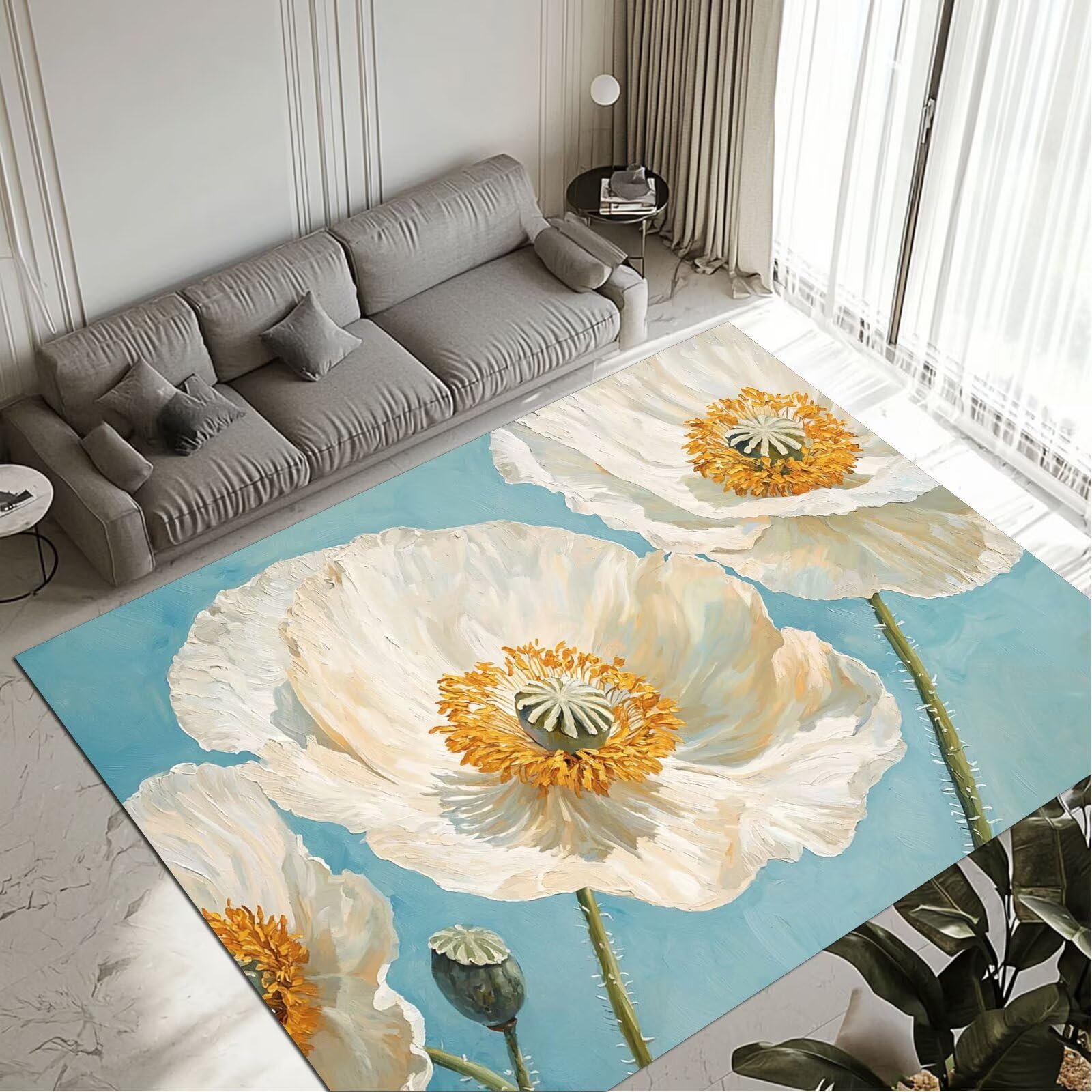 Tapis Flower lavable 50x80 cm et imperméable pour décoration cuisine