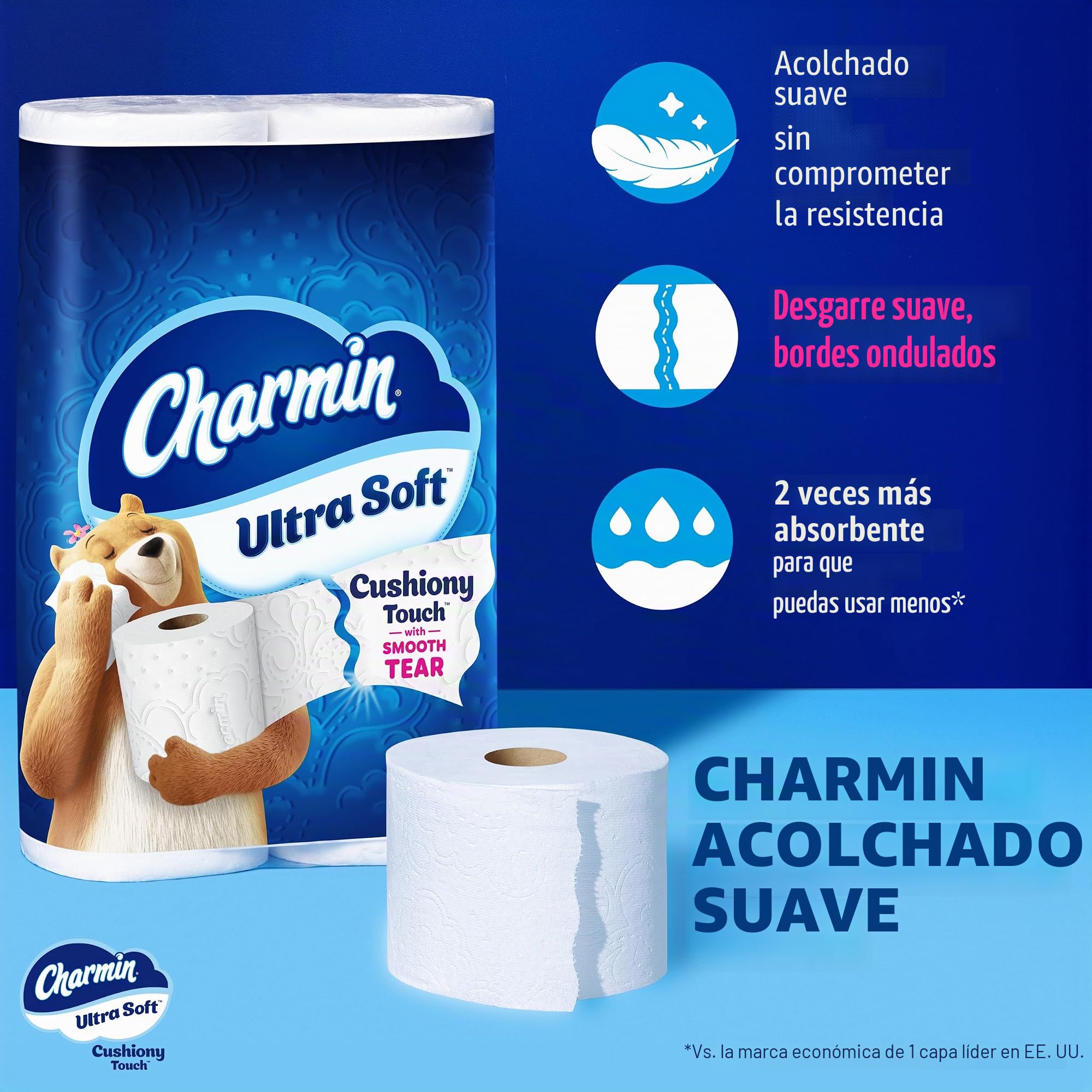 Charmin Papel higiénico ultra suave al tacto, 24 mega familiares = 123 rollos regulares, color blanco