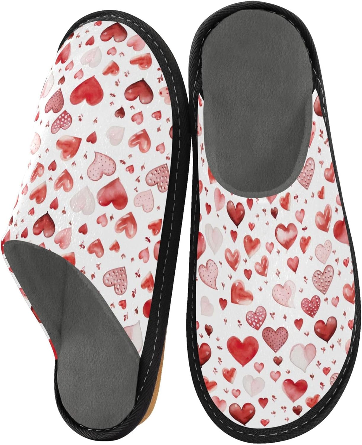 Hearts House Slippers – Cozy Fuzzy Slippers for Guests, Washable & Disposable, Perfect for Shoeless Home, Spa & Hotel Use A112886
