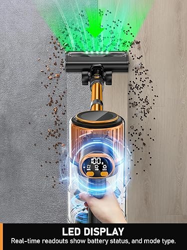 Miniatura 3 de Aspiradora inalámbrica, aspiradora 8 en 1 para el hogar con pantalla LED, 3 modos de succión, 45 minutos de tiempo de funcionamiento, aspiradora