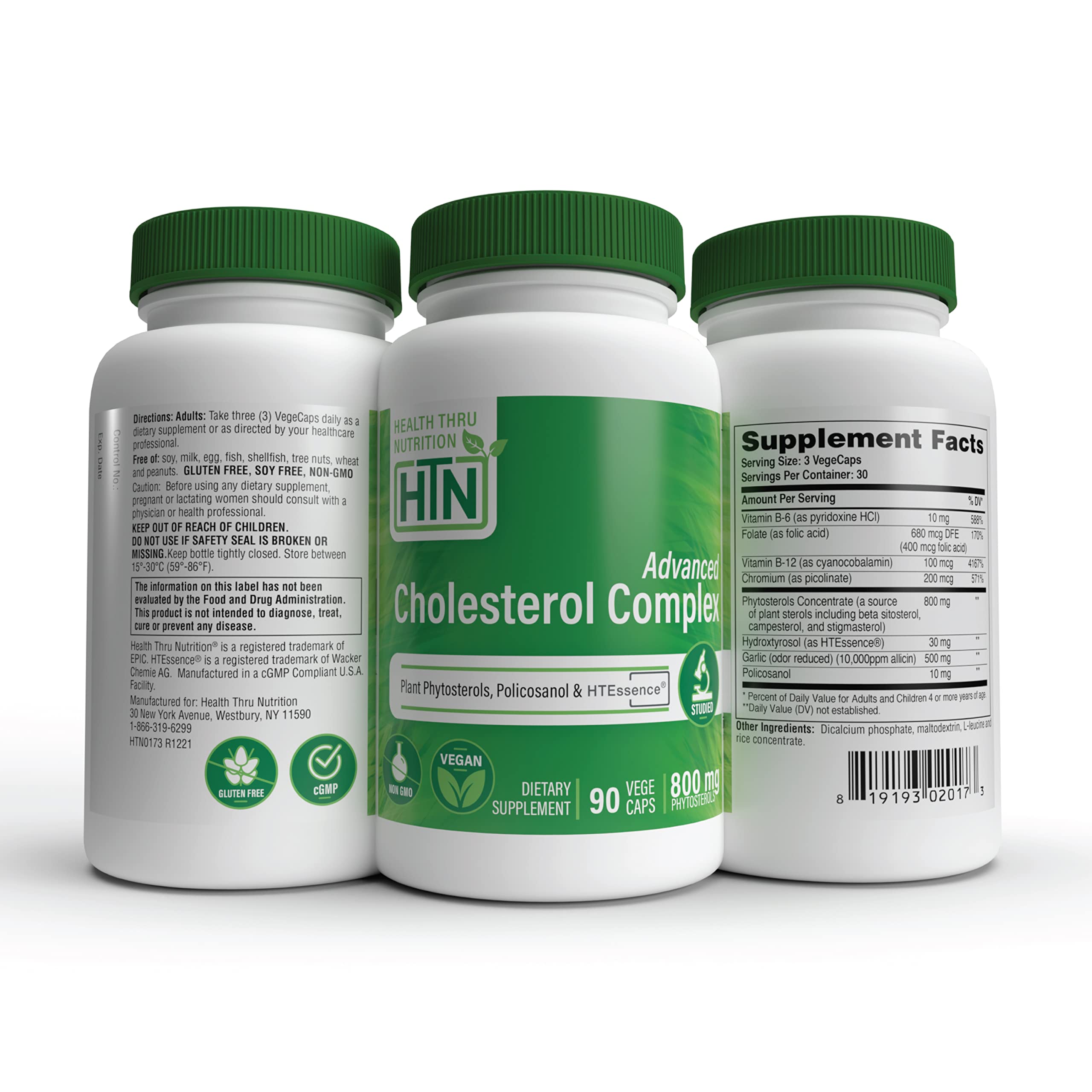 Health Thru Nutrition Advanced Cholesterol Complex | Heart Health Support & Lipid Metabolism with Phytosterols, Policosanol, Hydroxytyrosol, Chromium and More | Vegan, Non-GMO (Pack of 90) — Amazon image 5