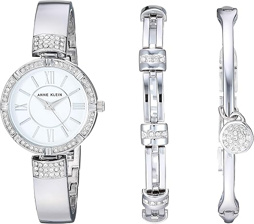Anne Klein Women's Premium Crystal Accented Watch and Bracelet Set