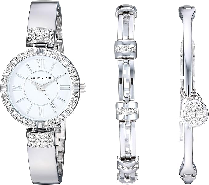 Anne Klein Women's Premium Crystal Accented Watch and Bracelet Set