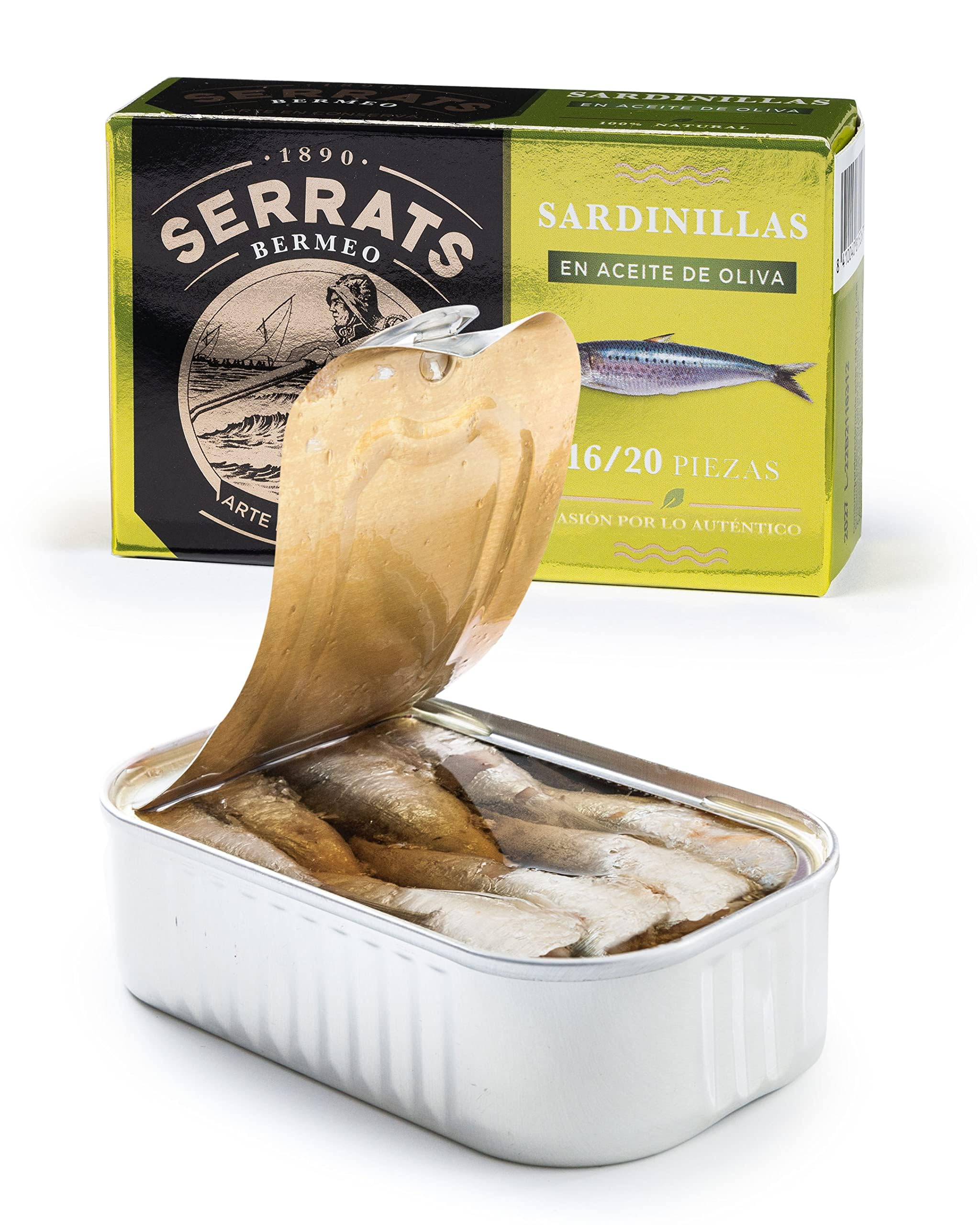 CONSERVAS SERRATS - Sardine Piccole Txikis in Olio d'Oliva Extravergine - 12 Lattine x 115g (Totale: 1380g) - Lavorazione Artigianale dal 1890 - Senza Glutine - Ricco di Omega 3