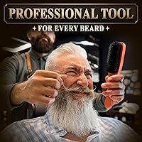 Vista 7 de Cepillo de barba para hombre con mango – Cepillo de barba de cerdas de jabalí suave para hombres, diseño de madera de 9 pulgadas para barbas