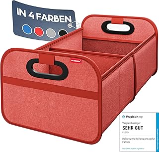 HELDENWERK Kofferraumtasche faltbar mit Anti-Rutsch-Klett - Kofferraum-Organizer, Auto Faltbox, Einkaufstasche - verstärkt und stabil
