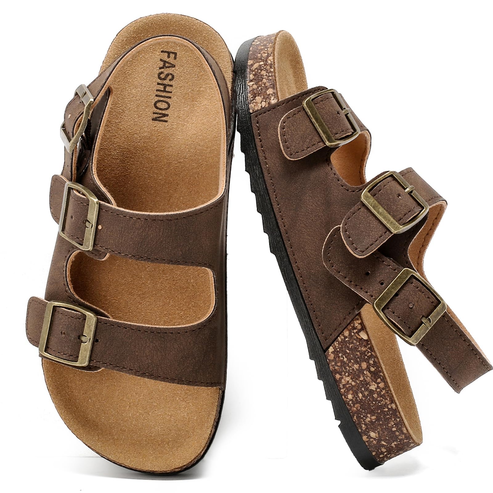 zaxunai Sandalen Pantoletten Mädchen Jungen Kinder Mit Kork Fußbett Verstellbare Riemen Schnalle Hausschuhe,Rutschfeste Gummisohle Schaum Sandaletten Trekking