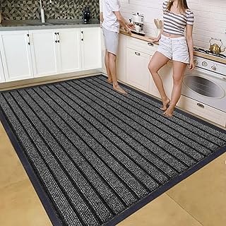 Cozy Haven Rubber Rug – Outdoor & Indoor Heavy Duty Washable Non-Slip Rug for Kitchen Garden, Inside & Outside Floor Mats, Waterproof and Dirt Trapper Entrance Rug (120x150 cm, Grey)