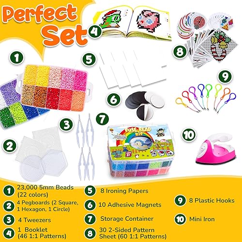 Miniatura 2 de Goody King Juego de cuentas de fusible para tablero de hierro, kit de cuentas de fusible para manualidades infantiles con tablero de clavijas de