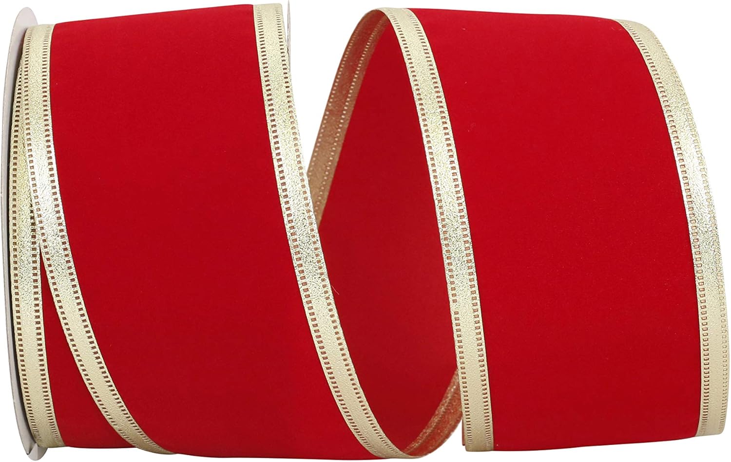 Reliant Ribbon Velvet Dynasty Wired Edge Ribbon, 2-1/2 Inch X 10 Yards, Red