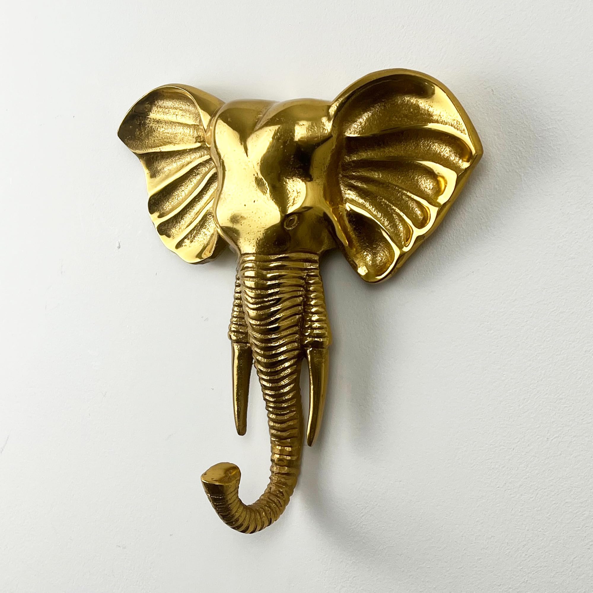 Alfie Francis 24.5cm x 24cm Metal Elephant Head Wall Hanging Sculpture Decoration Ornament 3D Art, Gold, 24.5L x 24W cm - Image 2