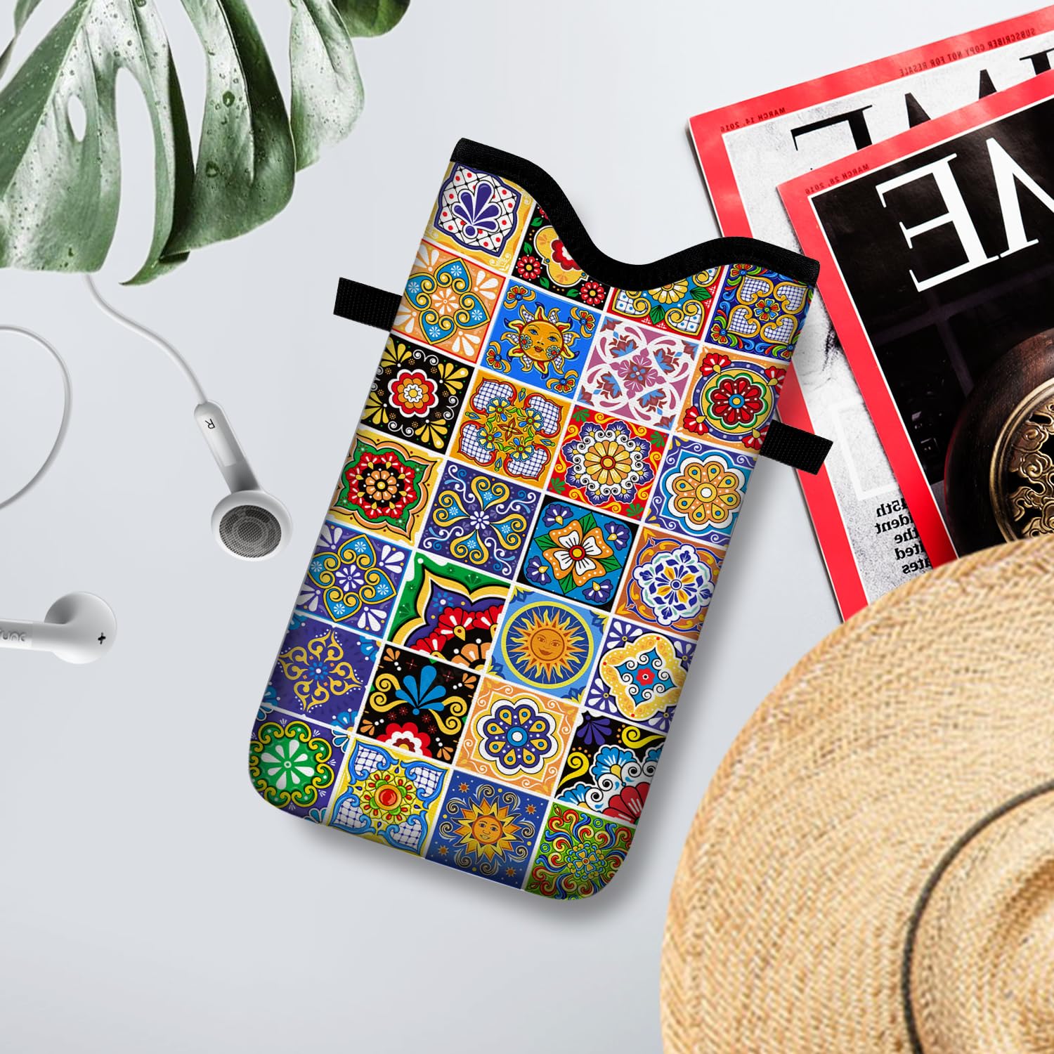 Neoprenowy pokrowiec na telefon komórkowy, torba z paskiem crossbody, smycz na szyję, dla kobiet, 45 x 9,9 cm, styl boho