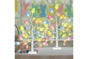 Easter Day Table Decorations, 2 Pack 24 Inches Lighted Birch Tree for...