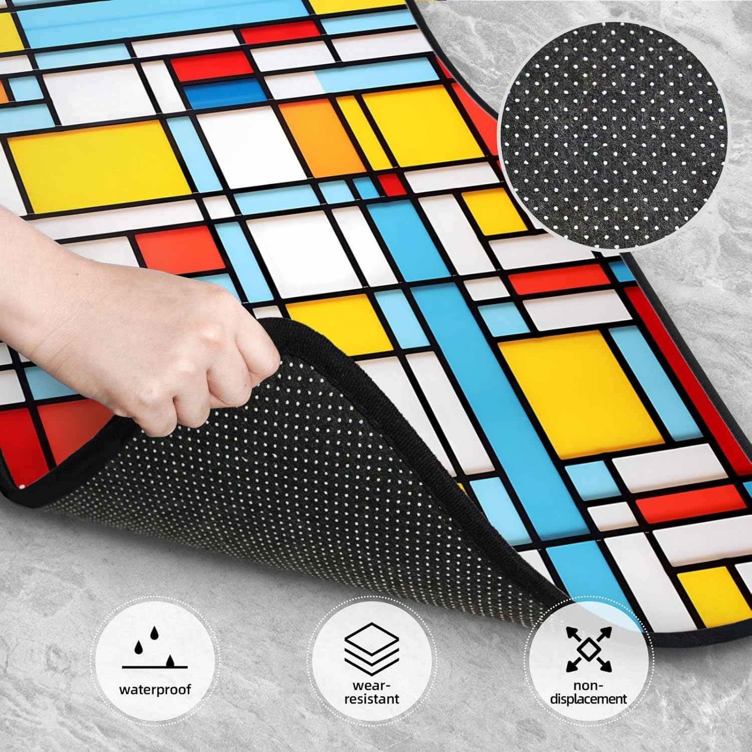 Mismatched boxes Patterned car mats 4-piece set | For cars/SUVs/trucks | Firm fit without displacement