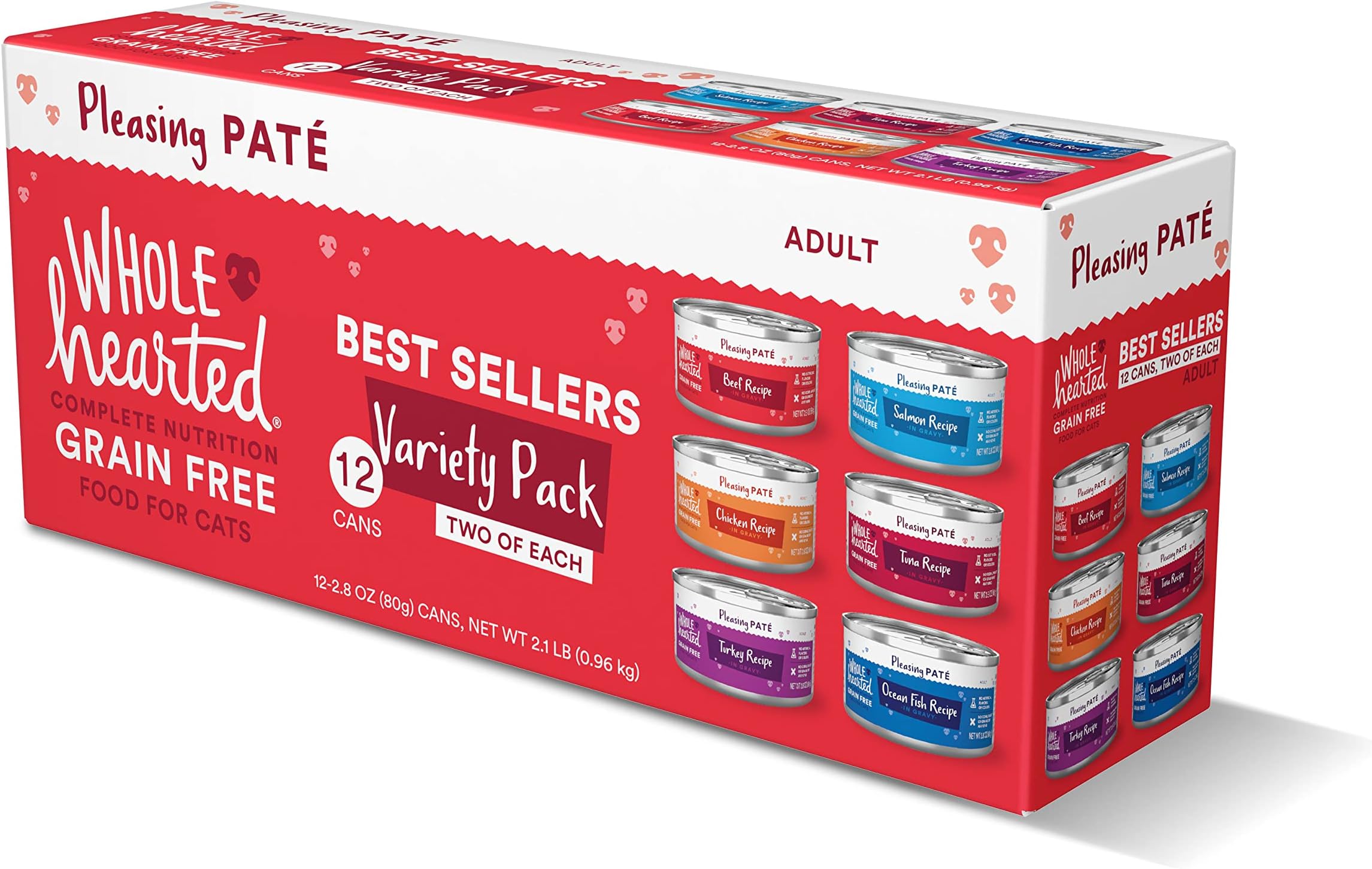 WholeHearted Grain Free Wet Cat Food Pate Variety Pack 2.8 oz. Count of 12
