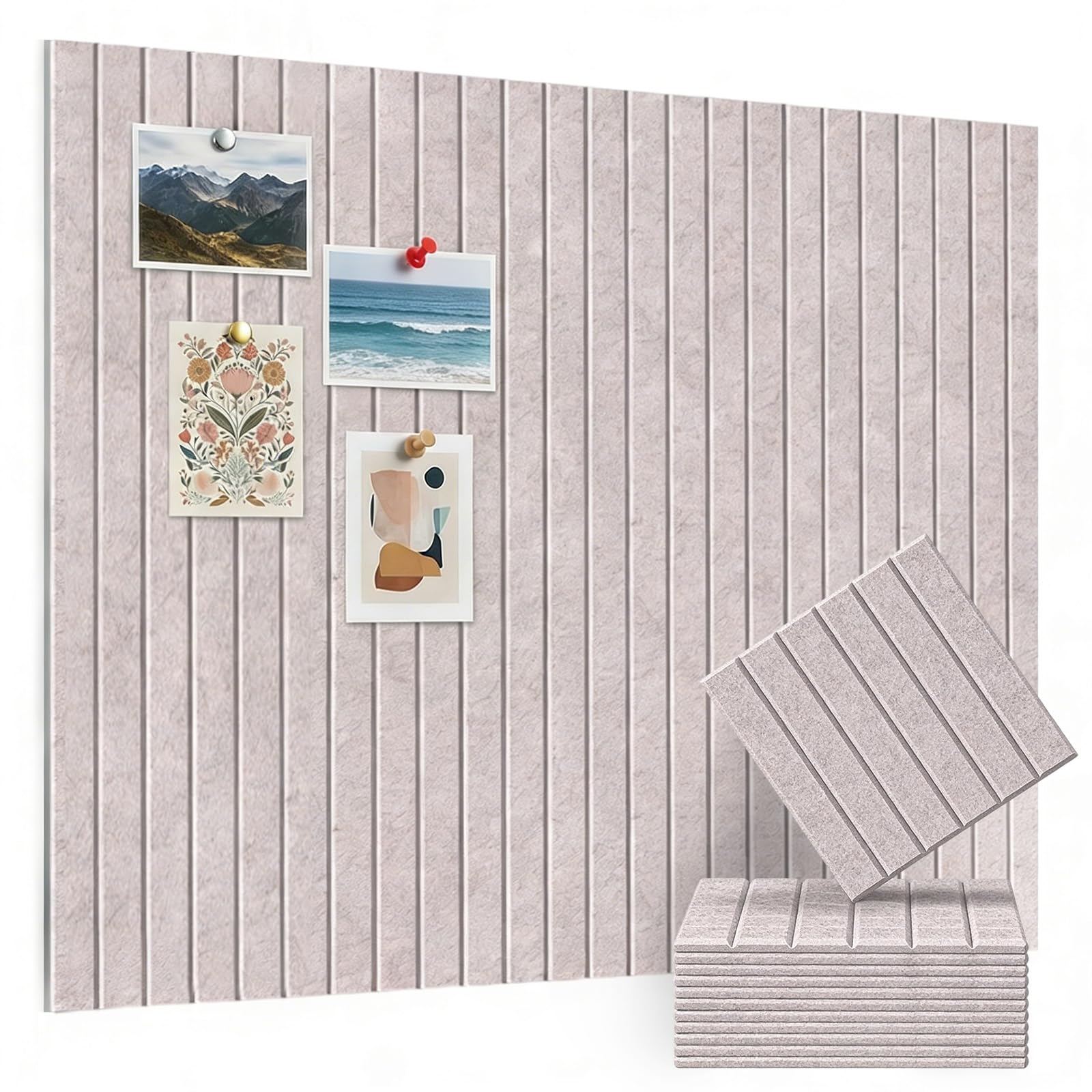 120x90cm Self-Adhesive Pin Board Camel – Felt Notice Board Tiles for Wall, Vision Board, Bulletin Board Alternative for Bedroom, Office, Home Photo & Memo Display (12-Pack)