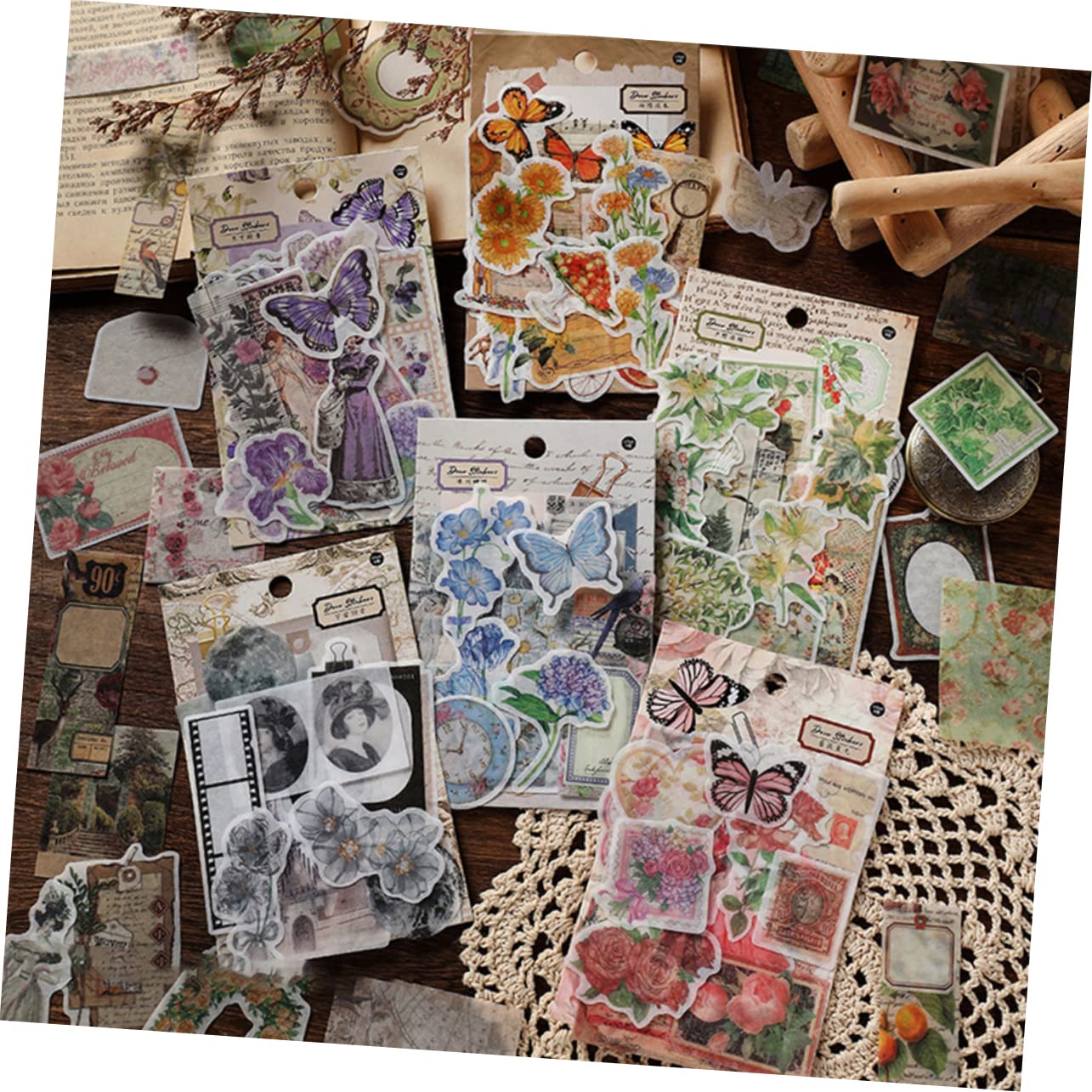1200blätter Vintage Scrapbook Aufkleber Handgemachte Dekorative Papier Sticker Für Scrapbooking Tagebuch Und Fotoalben Für Kreative Projekte