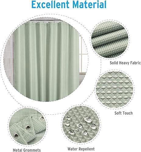 Vista 178 de AmazerBath - Cortina de baño con tejido de punto gofre, calidad hotelera, 60 x 72 pulgadas, blanco