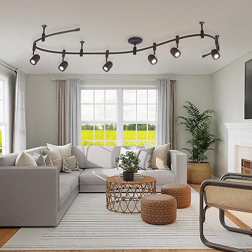 Miniatura 10 de Catalina Lighting - Foco de techo integrado con 6 luces LED Flex Track de 96 pulgadas, bronce aceitado, para cocina, sala de estar, iluminación del