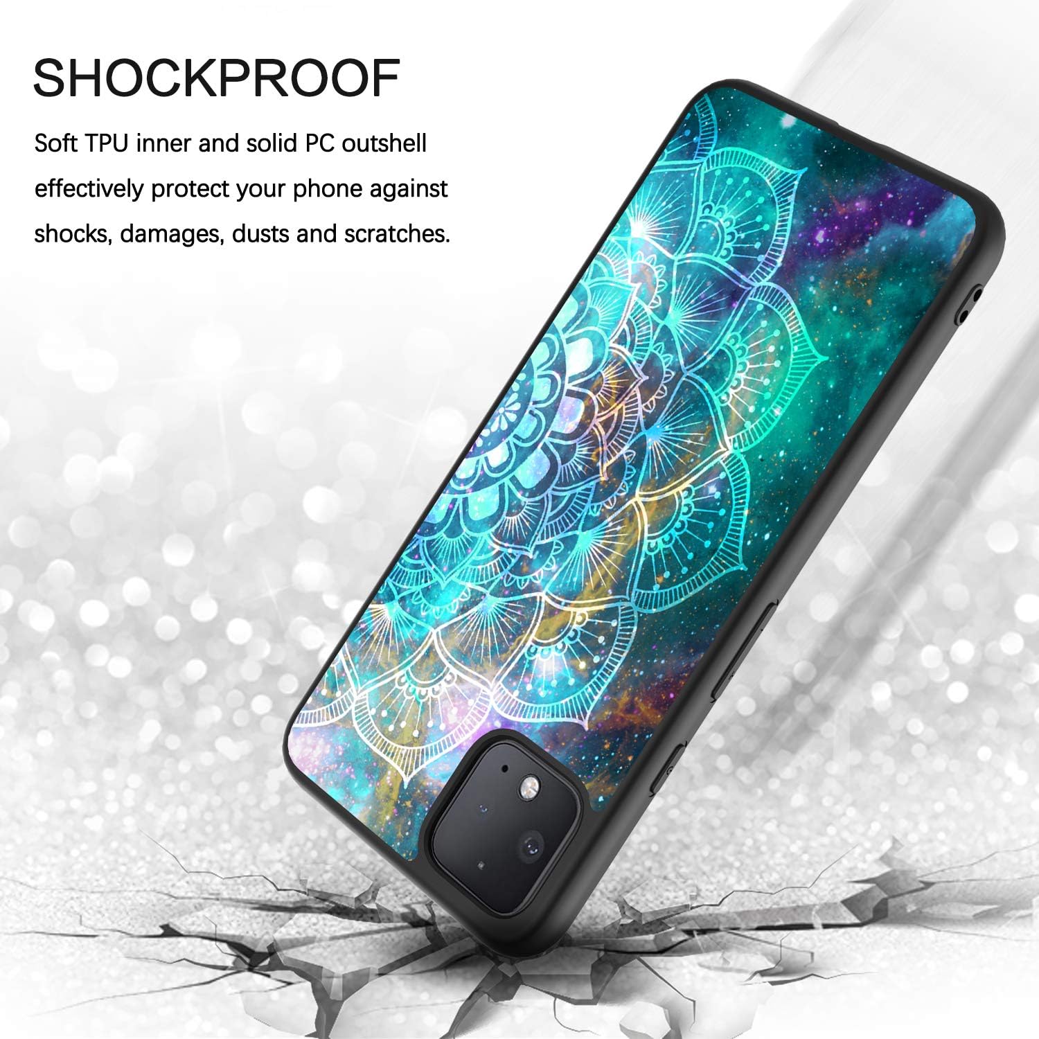 BENTOBEN Google Pixel 4XL Case, Pixel 4 XL Case, Slim Fit Glow in The Dark Shockproof Protective Hybrid Hard PC Soft TPU Bumper Cover Phone Cases for Google 4 XL 6.3 inch, Mandala in Galaxy