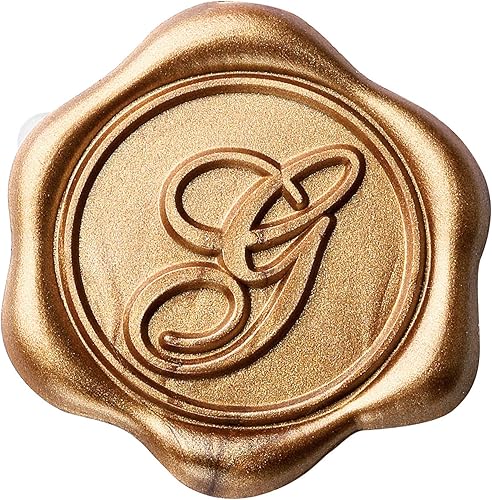 Yoption Pegatinas adhesivas de sello de cera inicial G, paquete de 50, bronce, impermeables, para boda, fiesta, cumpleaños, Navidad