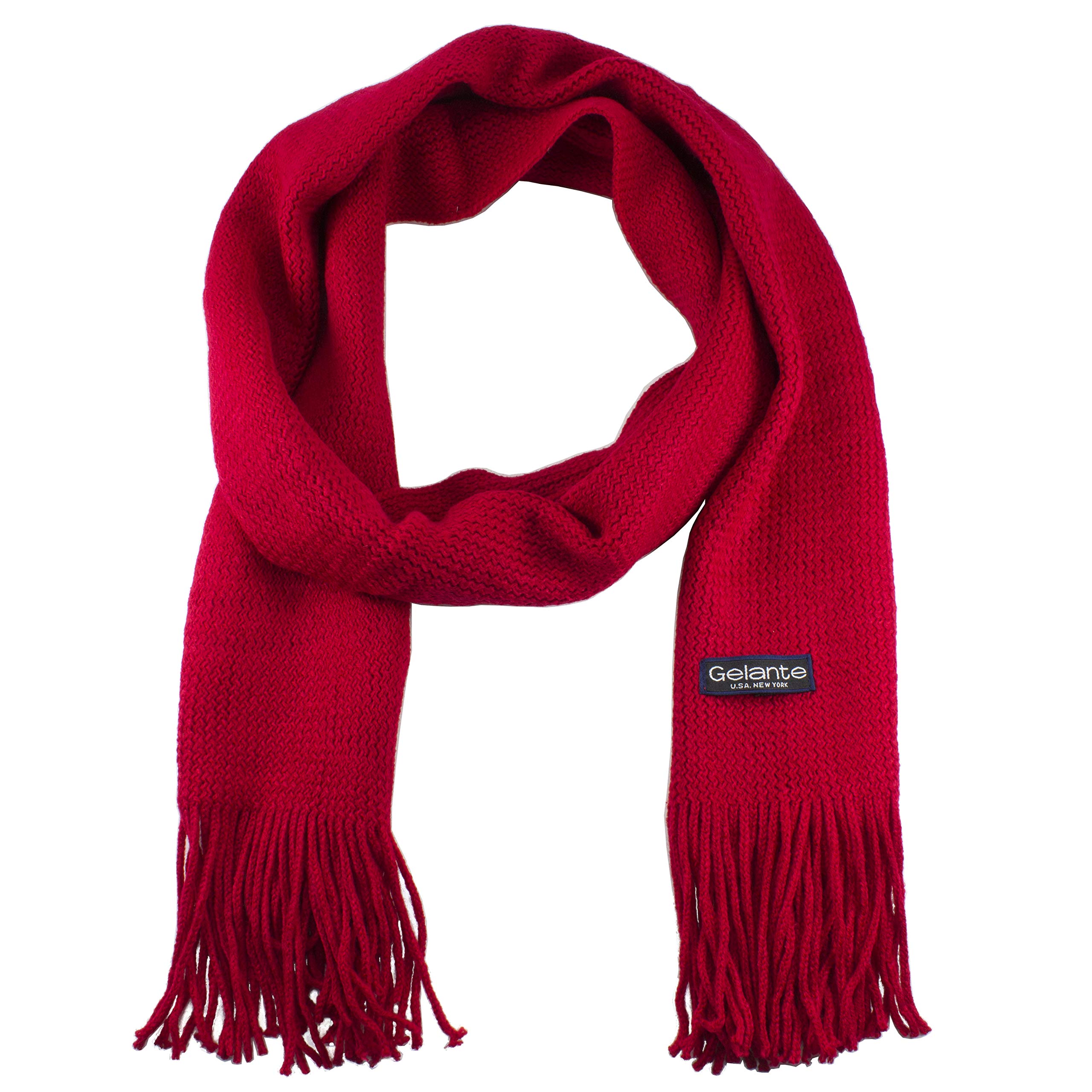 Gelante - Bufanda de invierno clásica para hombre, doble capa - Rojo - talla única