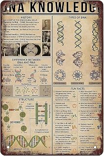 Retro Funny Metal Sign Dna Knowledge outdoor Home Wall Decoration (Aluminum) 12 x 8 inches