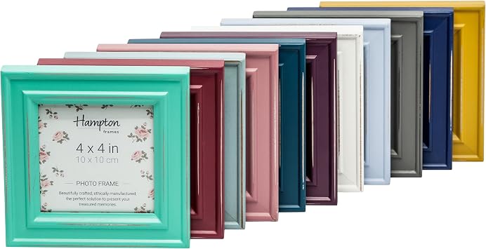 Hampton Frames PALOMA 4x4 (10x10cm) Pink Distressed Painted MDF Photo Picture Poster Frame PAL301944P