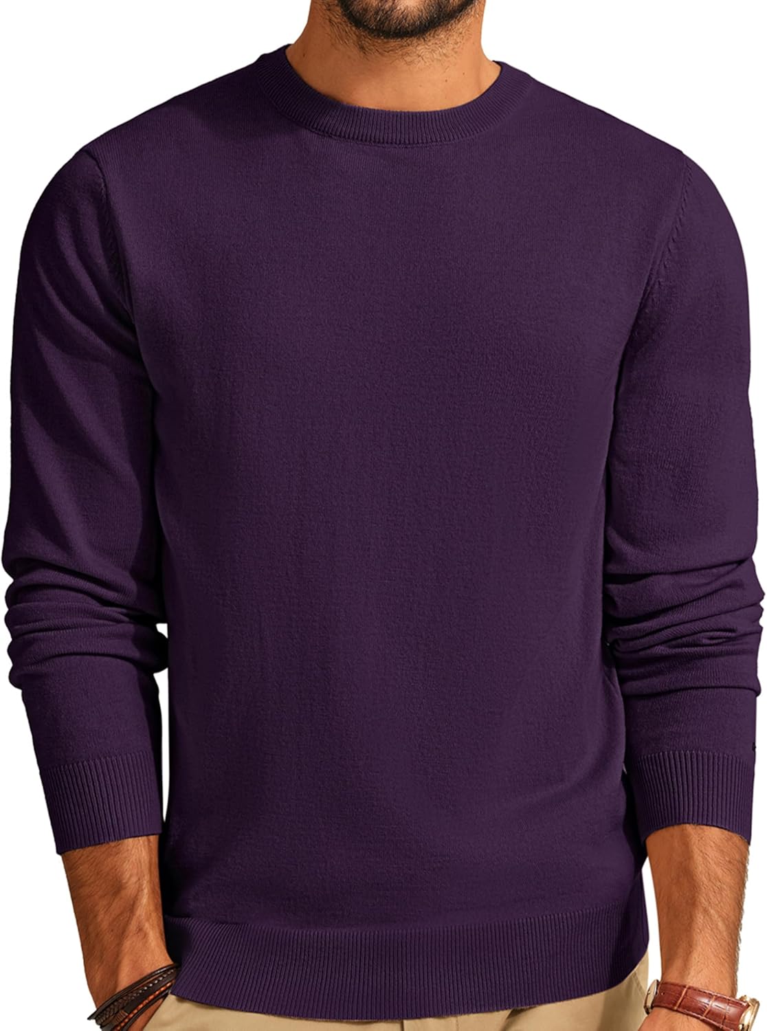 PJ PAUL JONES Men's Sweaters Crewneck Basic Lightweight Wool Blend Knitted Pullover Long Sleeve Shirts for Men - Image 8
