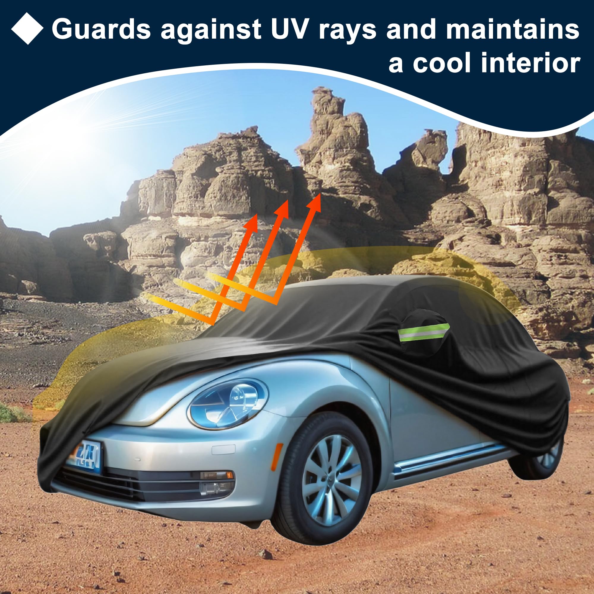 ATOCOVER Car Cover Waterproof Custom Fit for Volkswagen Beetle 1960-1980 All Weather for Automobiles Outdoor Snow Sun Dust — view 3