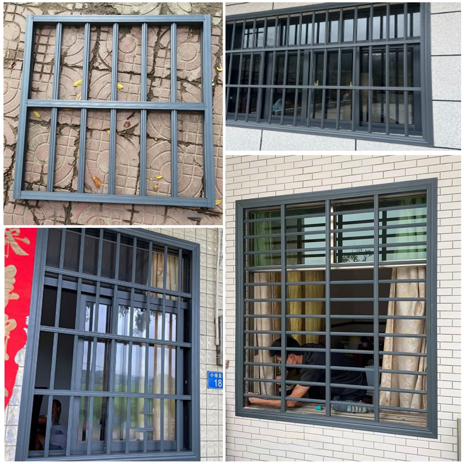 Inferriate per Finestre Barra di Sicurezza Fissa in Metallo per Finestre di Case e Appartamenti | Ringhiera di Protezione Fissa per Balaustra di Balcone, Barre di Sicurezza Antieffrazione in Alluminio(16x75in/40x190cm)