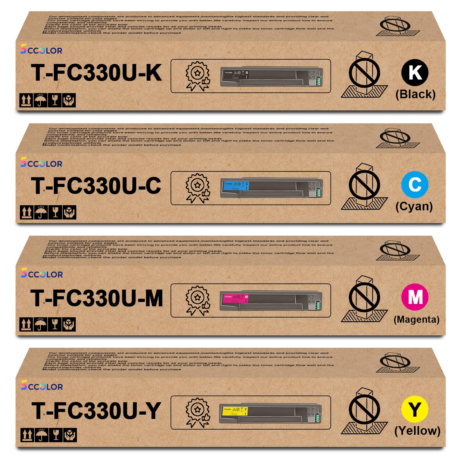 TFC330U T-FC330U Toner Cartridges Compatible for Toshiba T-FC330U T-FC330UK T-FC330UC T-FC330UM T-FC330UY Replacement for Toshiba E-Studio 330AC 400AC