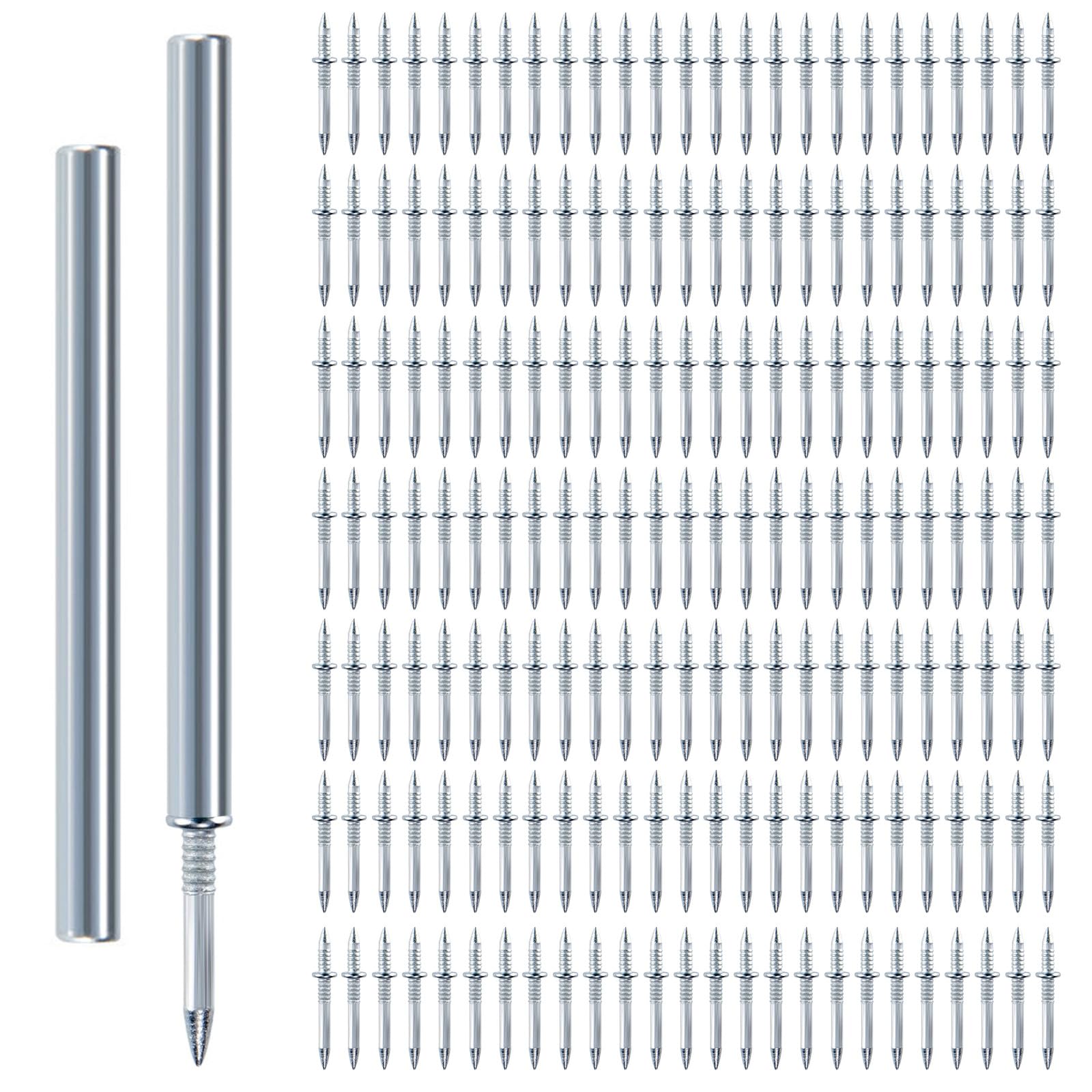 200PCS Double Headed Skirting Nails, Double-Head Skirting Invisible Nails with Sleeve Tool, Double Ended No Trace Screws for Furniture Wood, Security Seamless Skirting Line Nail for Home
