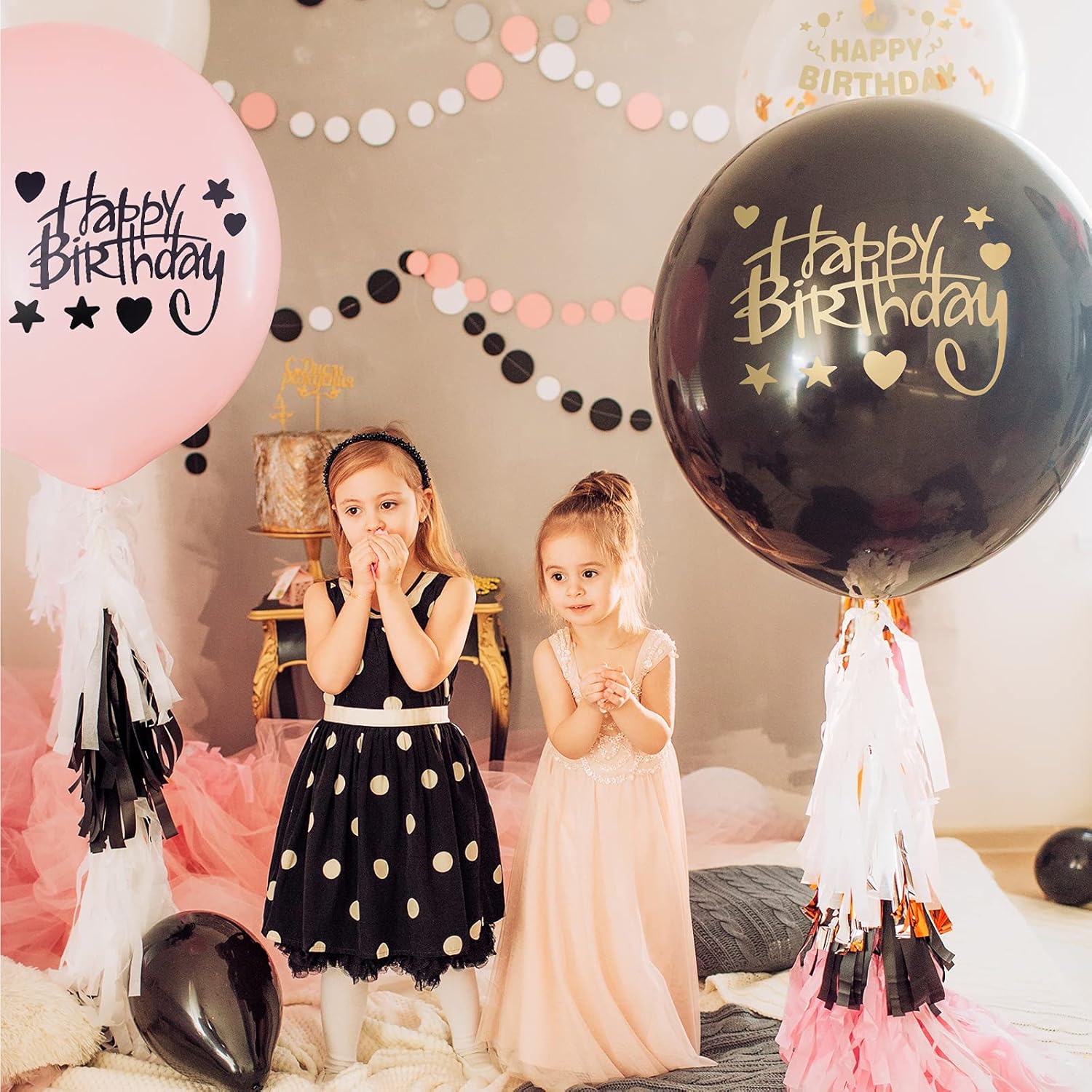 Outus 12 Pcs Balloon Sticker Party PVC Letter Stickers Bobo Balloon Decals Birthday Paster for DIY Mother's Day Wedding Party Decoration Supplies(Black Gold,Happy Birthday) - Image 4