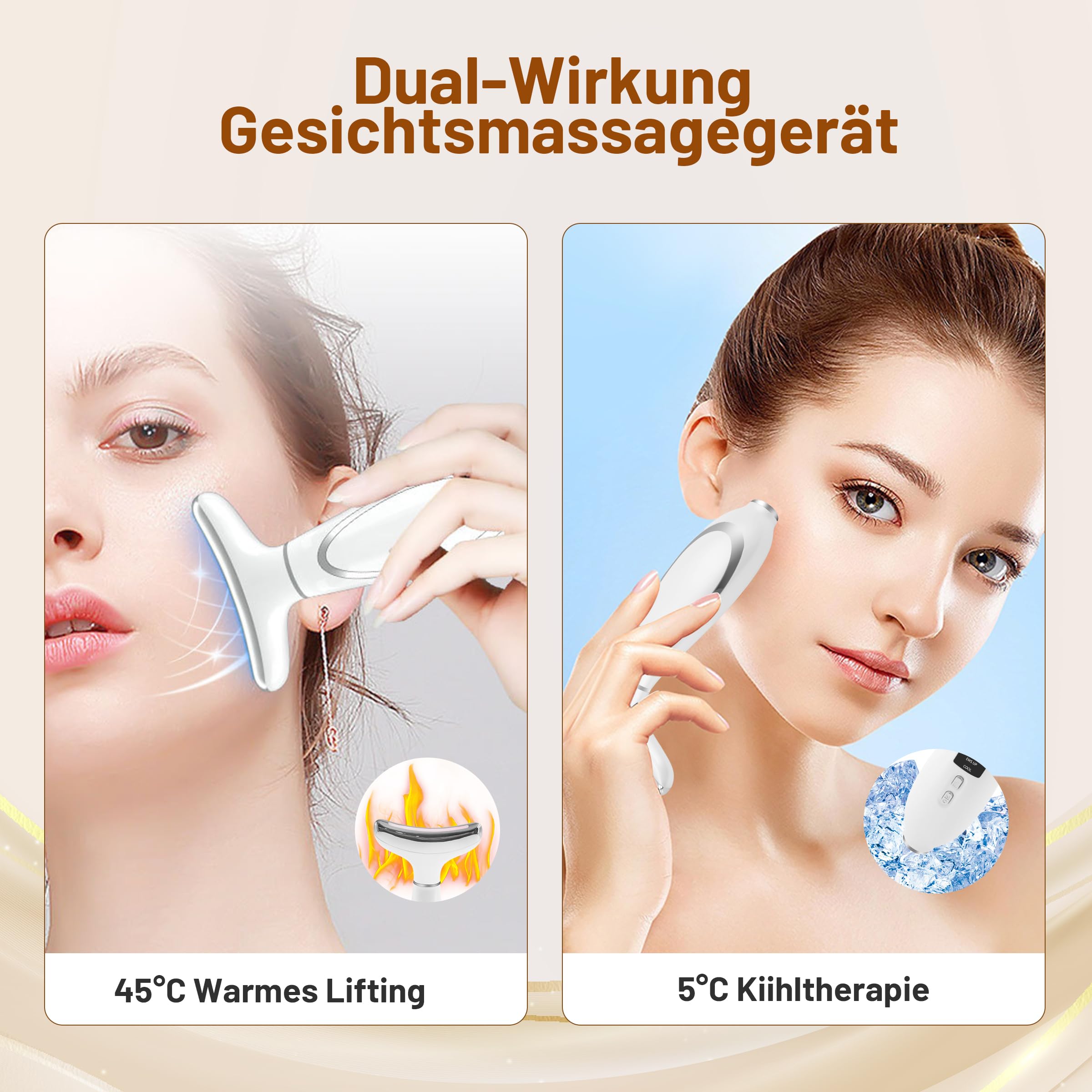 EMS-Style Gua Sha - Gesichtsmassagegerät Elektrisch mit Vibration & Wärme & Kalt, EMS Gerät Gesicht mit Rotlicht, Blau, Grün, Gesicht Lifting Falten-und Schwellungsreduzierung