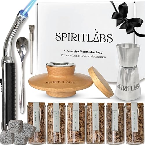 Kit de ahumador de cóctel con antorcha premium  Kit de ahumador de whisky todo en uno con chips de madera de 6 sabores, bourbon, kit de ahumador de