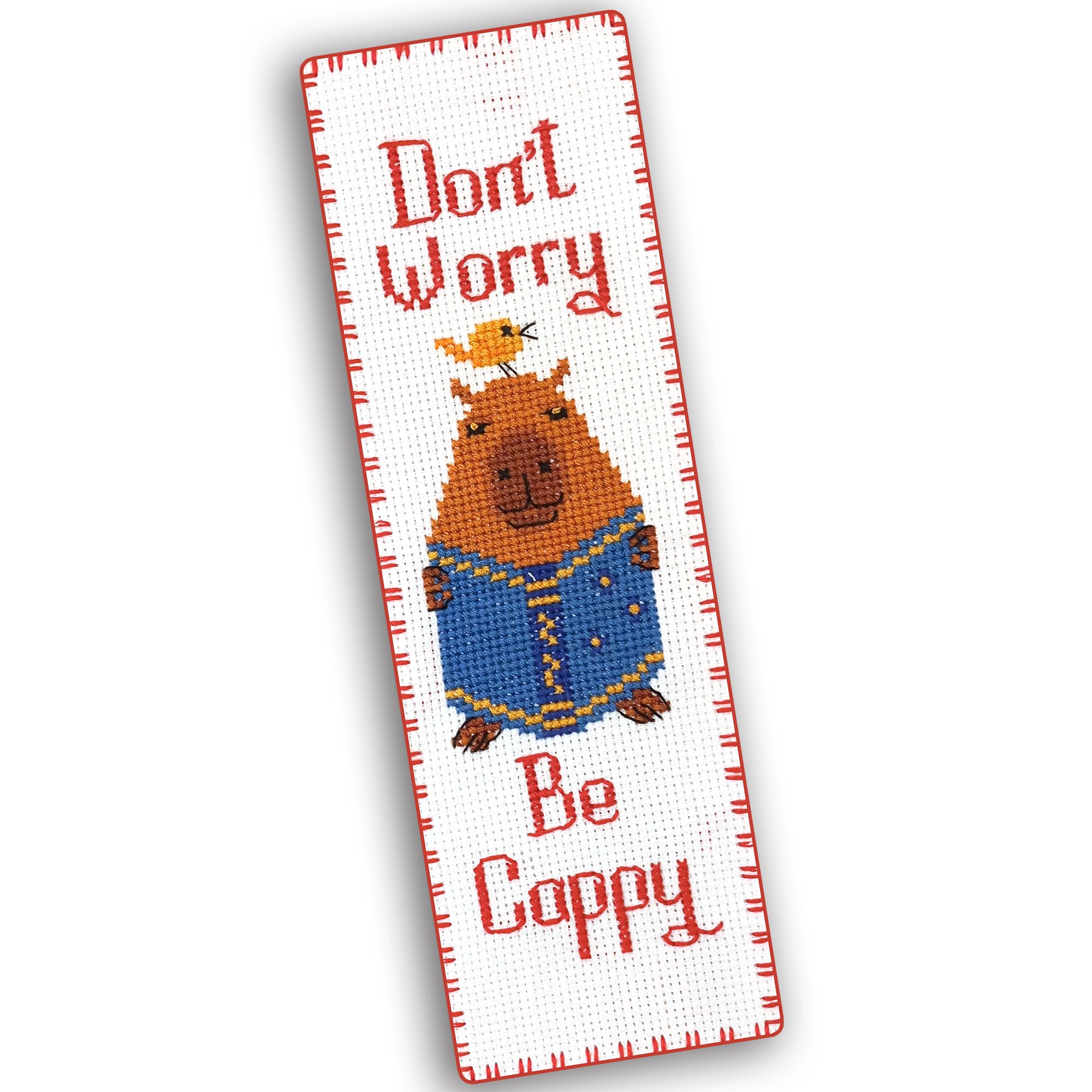 Povitrulya Counted Cross Stitch kit Don’t Worry Be Cappy - Embroidery Set for DIY Bookmark