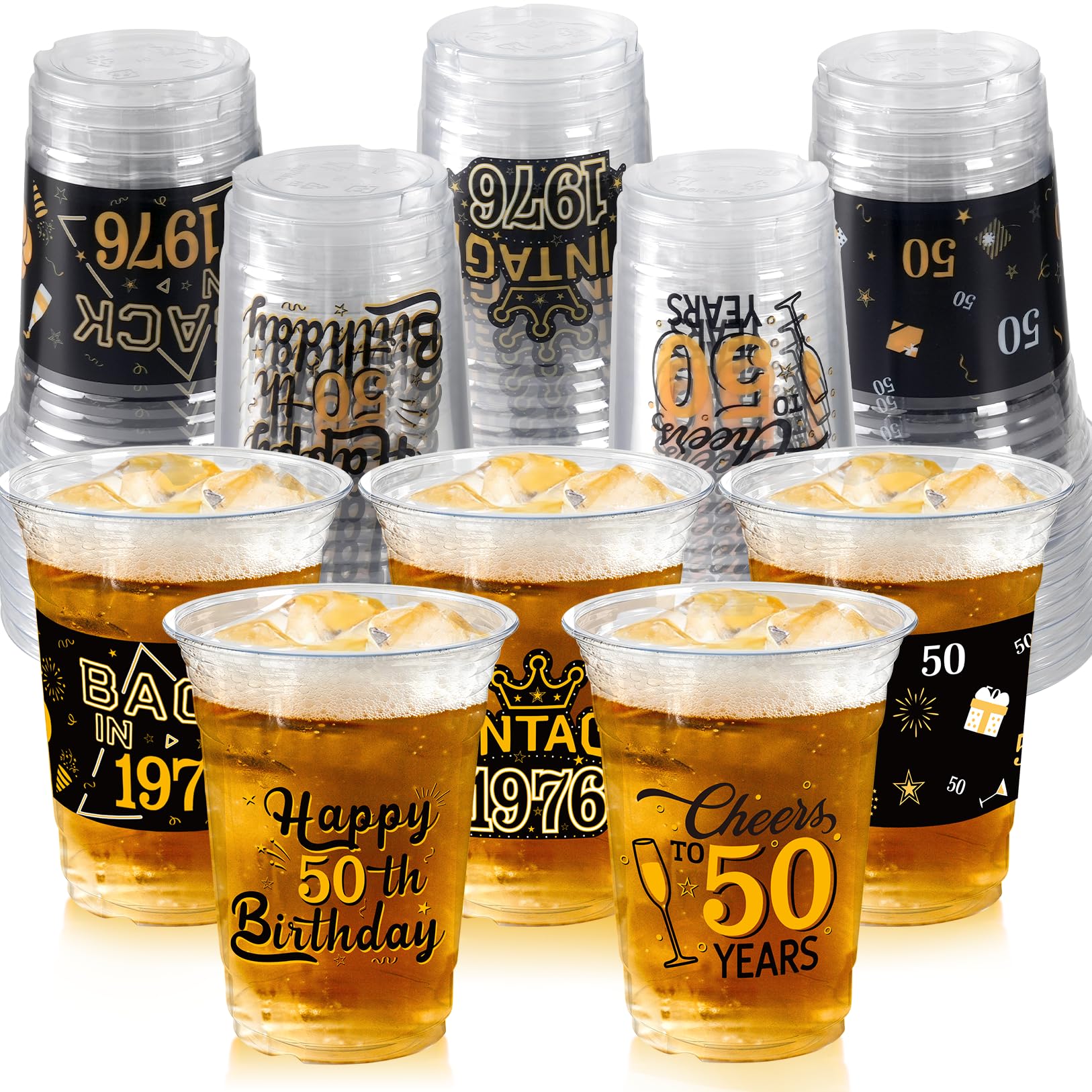 CUPLOOV 50th Birthday Plastic Cups