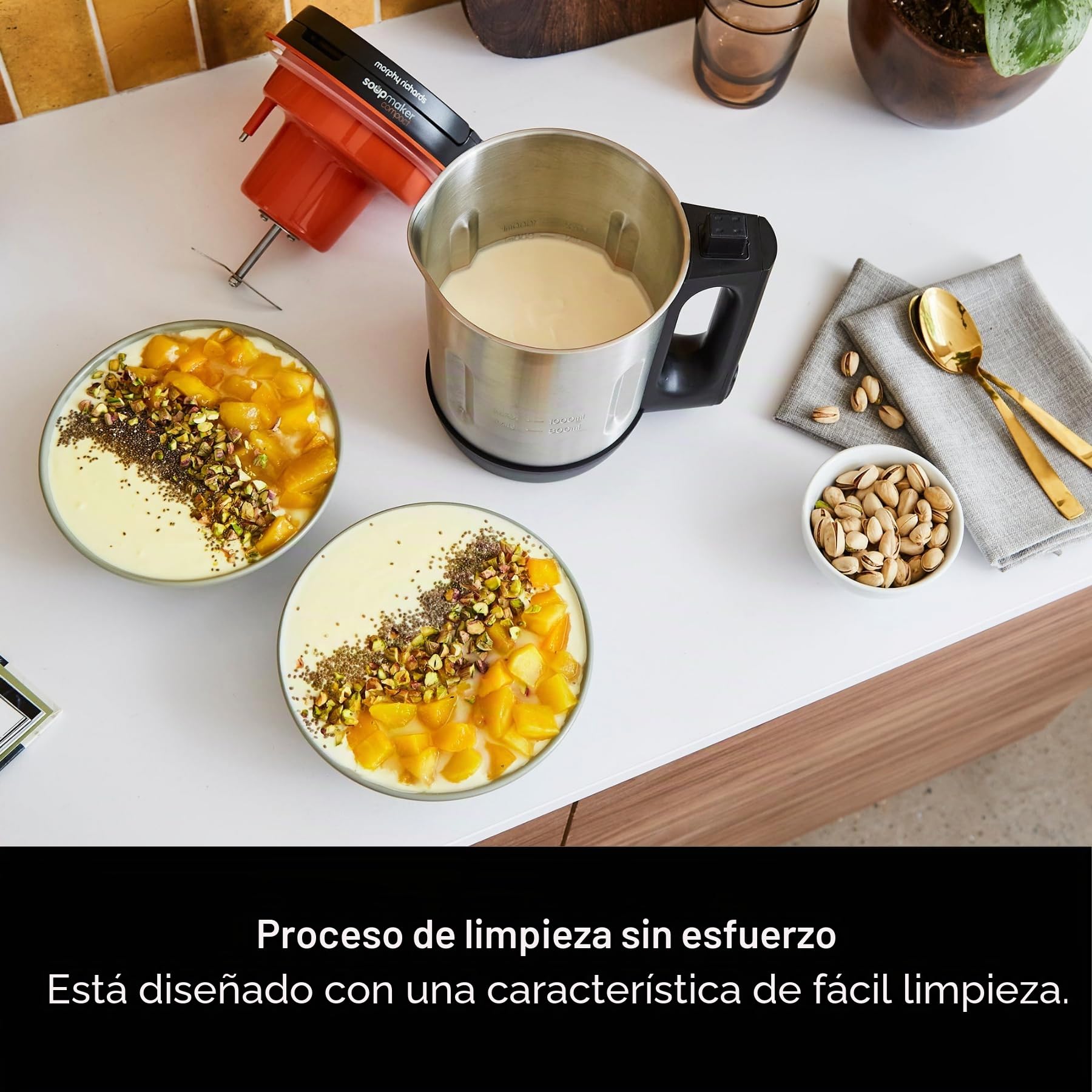 Morphy Richards Máquina para hacer sopa compacta 501021 de acero inoxidable, 1 litro, 900 W