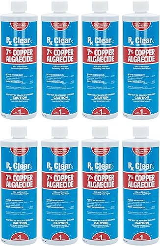 Miniatura 6 de Rx Clear 7% de algicida de cobre Mata y previene las algas para piscinas en el suelo y sobre el suelo Fórmula segura para nadadores Botellas